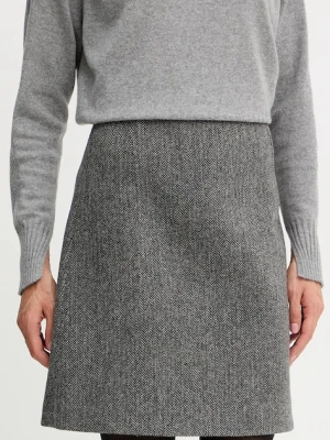 Weekend Max Mara spódnica wełniana MARCHE kolor szary mini prosta 2525106022600