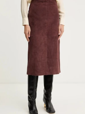 Weekend Max Mara spódnica zamszowa PALA kolor czerwony midi prosta 2525406022600