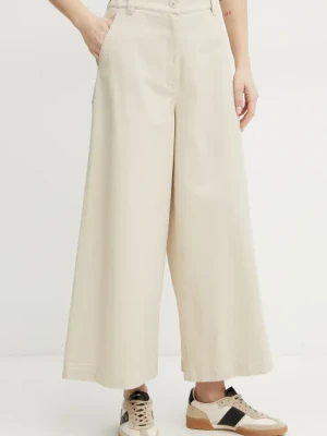 Weekend Max Mara spodnie bawełniane damskie kolor beżowy szerokie high waist 2515131101600