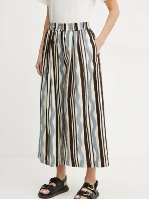 Weekend Max Mara spodnie bawełniane damskie kolor beżowy szerokie high waist 2515131102600