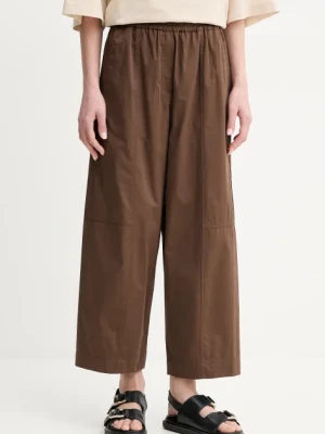 Weekend Max Mara spodnie bawełniane damskie kolor brązowy proste high waist 2515131092600