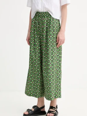 Weekend Max Mara spodnie bawełniane damskie kolor zielony szerokie high waist 2515131102600