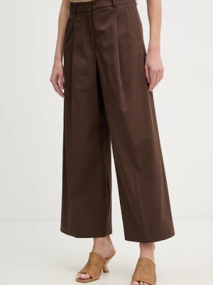 Weekend Max Mara spodnie damskie bawełniane z elastanem BELLICO brązowy