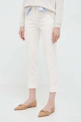 Weekend Max Mara spodnie damskie kolor beżowy fason cygaretki high waist 2415131031600