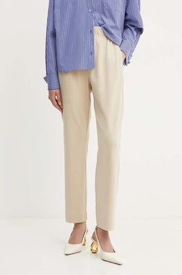Weekend Max Mara spodnie damskie kolor beżowy proste high waist 2425786031600