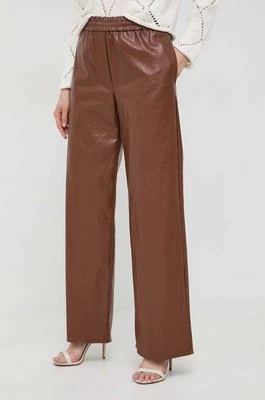 Weekend Max Mara spodnie damskie kolor brązowy proste high waist 2415131141600