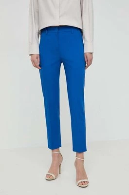 Weekend Max Mara spodnie damskie kolor niebieski fason cygaretki high waist 2415131032600