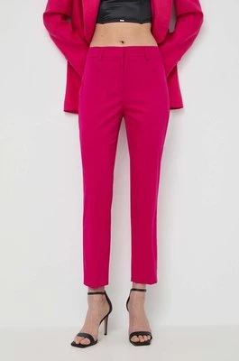 Weekend Max Mara spodnie damskie kolor różowy fason cygaretki high waist 2415131032600