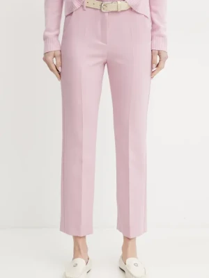 Weekend Max Mara spodnie damskie kolor różowy proste high waist 2515131031600