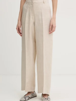 Weekend Max Mara spodnie damskie lniane MALIZIA beżowy