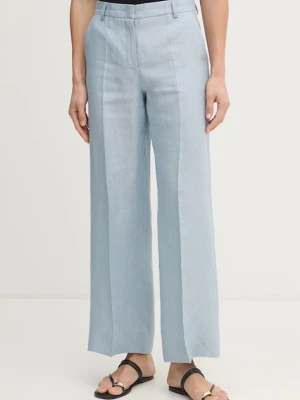 Weekend Max Mara spodnie damskie lniane MALIZIA niebieski