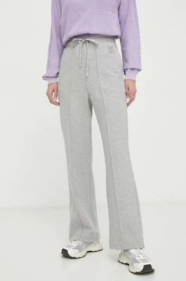 Weekend Max Mara spodnie dresowe bawełniane kolor szary gładkie 2415781071600