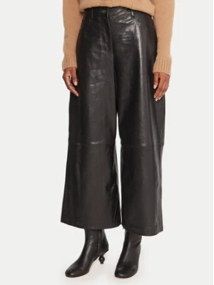 Weekend Max Mara Spodnie skórzane Blanc 2525436012 Czarny Wide Leg