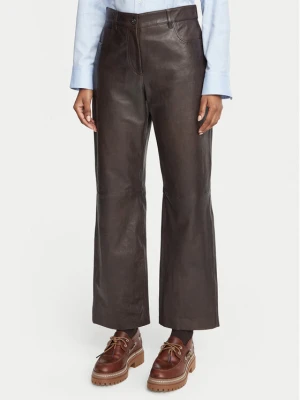 Weekend Max Mara Spodnie skórzane Deserto 2625436012 Brązowy ciemny Regular Fit
