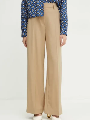 Weekend Max Mara spodnie wełniane damskie kolor zielony szerokie high waist 2515131041600
