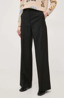 Weekend Max Mara spodnie wełniane kolor czarny proste high waist 2415131091600