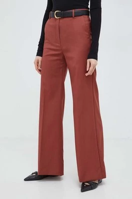 Weekend Max Mara spodnie wełniane kolor czerwony dzwony high waist