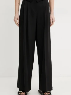 Weekend Max Mara spodnie z domieszką kaszmiru damskie kolor czarny szerokie high waist 2515131131600