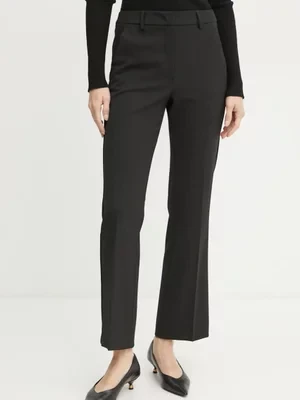 Weekend Max Mara spodnie z domieszką wełny kolor czarny fason cygaretki high waist 2425136032600