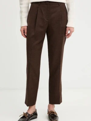 Weekend Max Mara spodnie z wełną CALDAIA damskie kolor brązowy fason chinos high waist 2525136152600