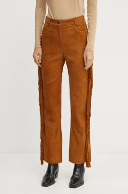 Weekend Max Mara spodnie zamszowe Joy Road x Lucy Hale kolor brązowy proste high waist 2425436016600