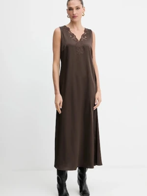 Weekend Max Mara sukienka CANOSSA kolor brązowy maxi prosta 2525226011600
