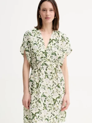 Weekend Max Mara sukienka jedwabna kolor beżowy mini prosta 2515221062600