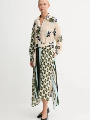 Weekend Max Mara sukienka jedwabna PASSO kolor beżowy mini rozkloszowana 2525226022600