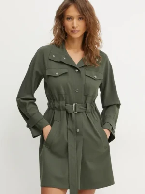 Weekend Max Mara sukienka z domieszką wełny kolor zielony mini oversize 2425226012600