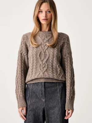 Weekend Max Mara sweter damski wełniany WKDALBEN brązowy