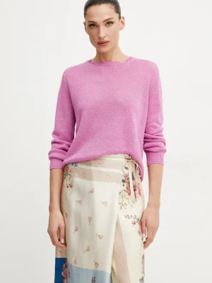 Weekend Max Mara sweter lniany damski kolor różowy lekki 2515361052600