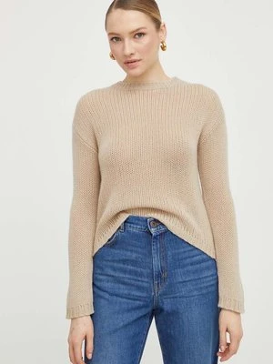 Weekend Max Mara sweter wełniany damski kolor beżowy 2415361031600