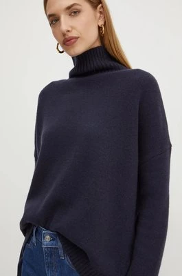 Weekend Max Mara sweter wełniany damski kolor granatowy z golfem 2425366082600