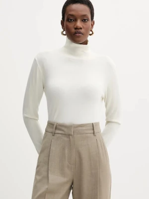 Weekend Max Mara sweter z jedwabiem KIKU damski kolor beżowy lekki z golfem 2525366012600