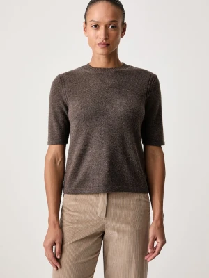Weekend Max Mara sweter z krótkim rękawem damski kaszmirowy WKDANANAS brązowy