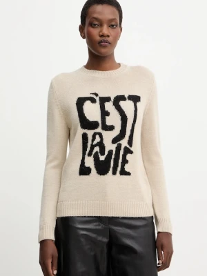 Weekend Max Mara sweter z wełną NITRA damski kolor beżowy 2525366292600