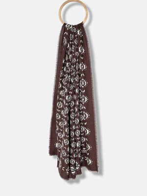 Weekend Max Mara szal wełniany TAMBUTO damski kolor brązowy wzorzysty 2525546084600