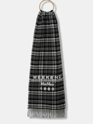 Weekend Max Mara szalik wełniany PAGELLA damski kolor szary wzorzysty 2525546085600
