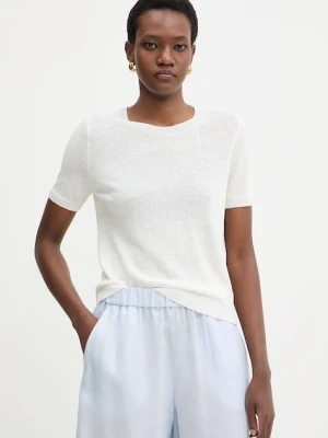 Weekend Max Mara t-shirt damski lniany PANCONE beżowy