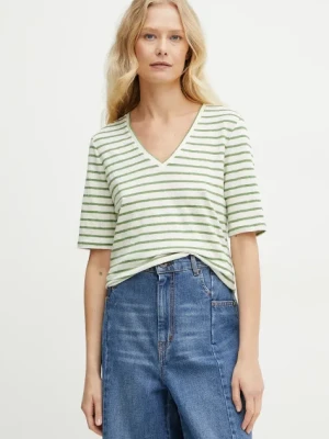Weekend Max Mara t-shirt lniany damski kolor beżowy 2515941012600