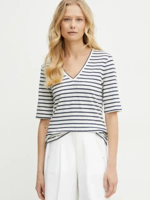 Zdjęcie produktu Weekend Max Mara t-shirt lniany damski kolor beżowy 2515941012600