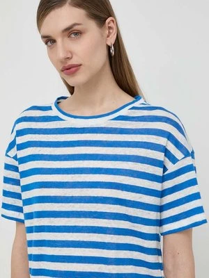 Weekend Max Mara t-shirt lniany kolor niebieski 2415941102600