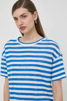 Weekend Max Mara t-shirt lniany kolor niebieski 2415941102600