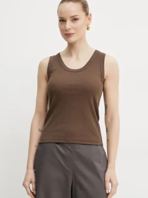Weekend Max Mara top bawełniany kolor brązowy 2515941022600