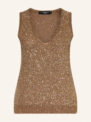 Weekend Max Mara Top Z Dzianiny Acaici Z Cekinami beige