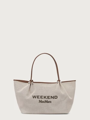 Weekend Max Mara torebka shopper damska bawełniana WKAGETTO beżowy