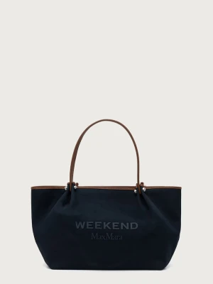 Weekend Max Mara torebka shopper damska bawełniana WKAGETTO granatowy