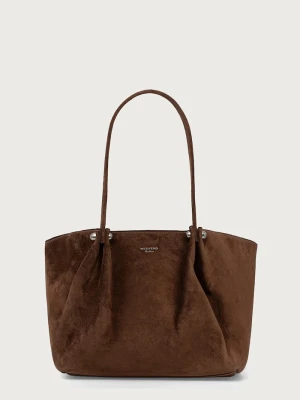 Weekend Max Mara torebka shopper damska zamszowa WKAPESI brązowy