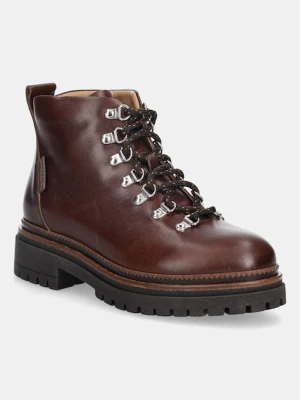 Weekend Max Mara workery skórzane Alain damskie kolor brązowy na platformie 2525796115600