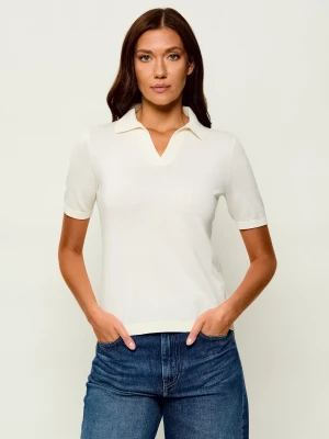 Weekend MaxMara Jedwabne polo Wkdroncolo | Slim Fit ecru